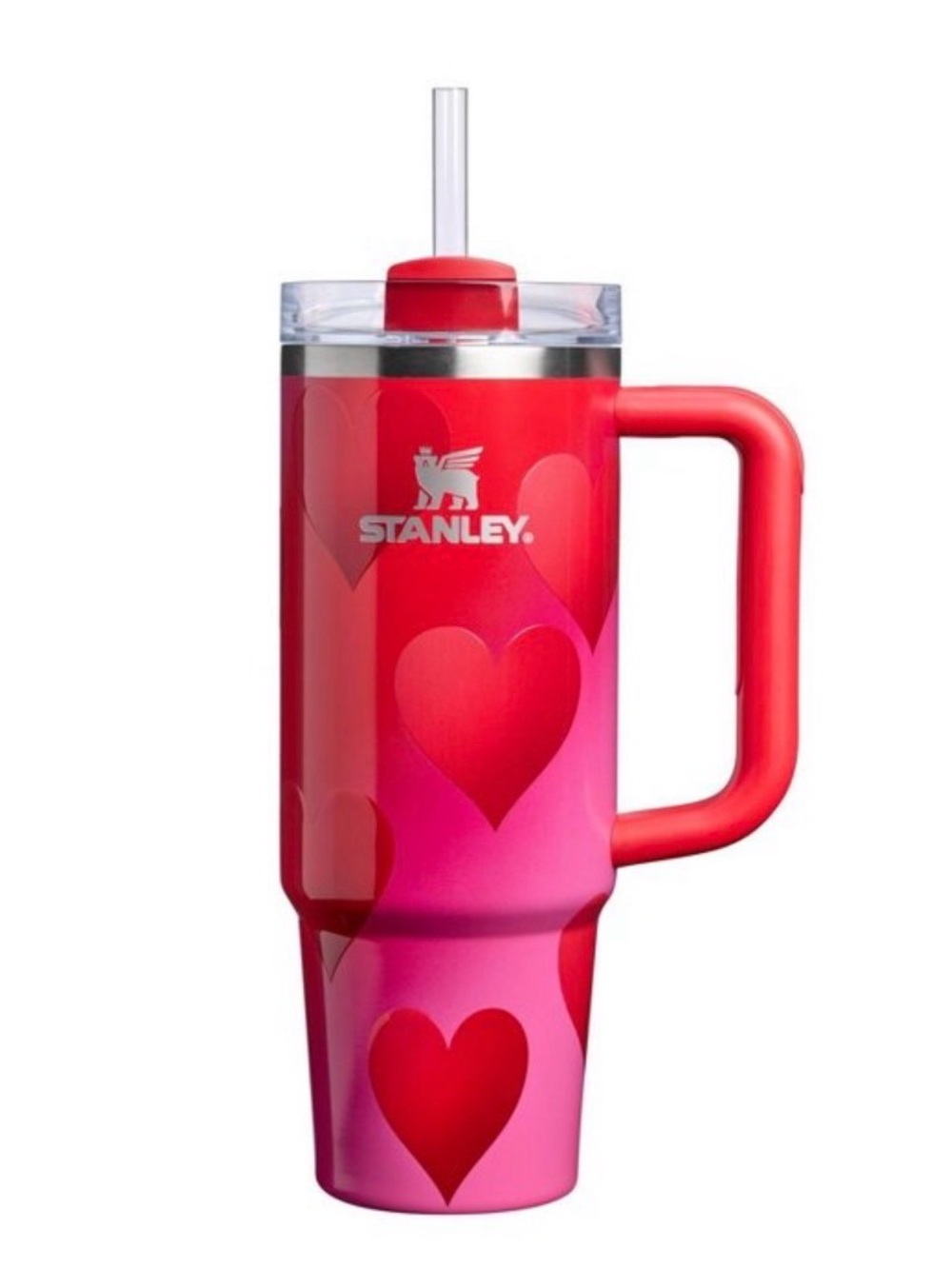Stanley Red and Pink Heart Mug Tumbler with Handle 2026